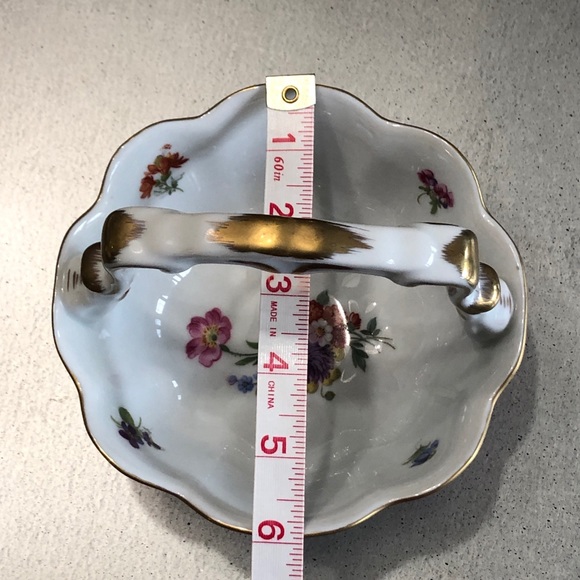 ELIOS Pink Candy dish w/handle /floral/elegant - Picture 9 of 10